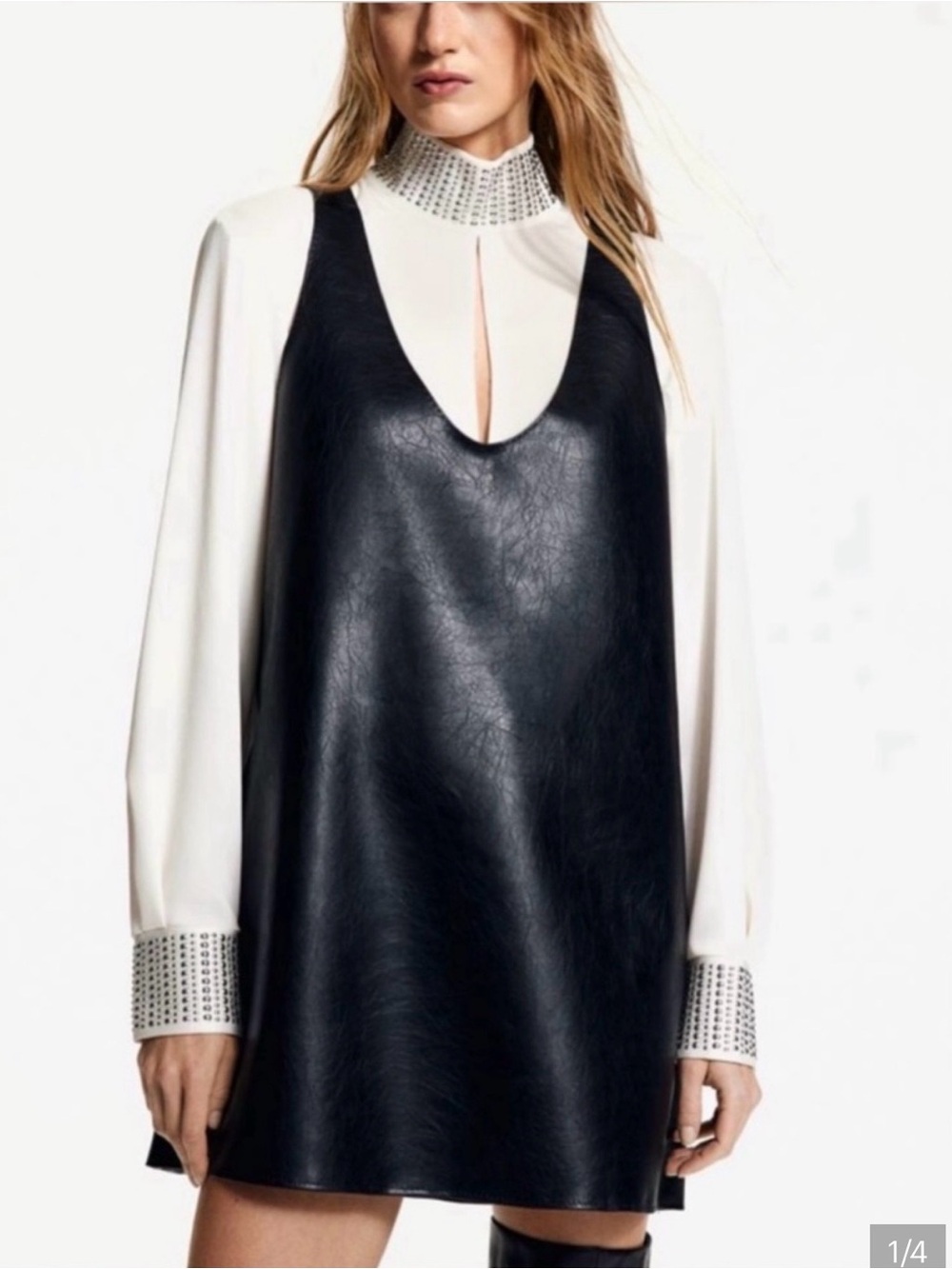 Zara Black Faux Leather Tunic Dress